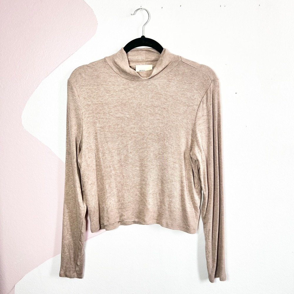 ELIE TAHARI Blouse Womens Size Large Top Long Sleeve Beige Neutral Soft Casual